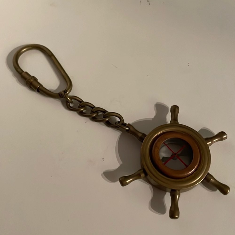 Vintage Brass Compass Keychain!